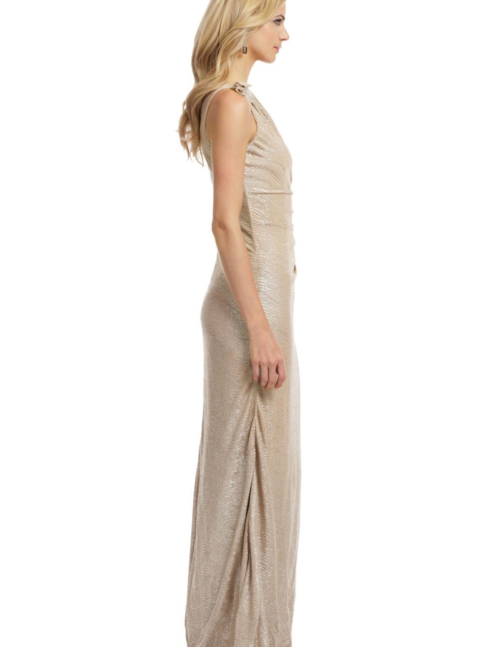 NWOT David Meister Champagne Metallic Gown - Picture 3 of 7